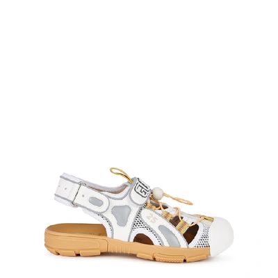 Shop Gucci Tinsel Mesh And Leather Sandals