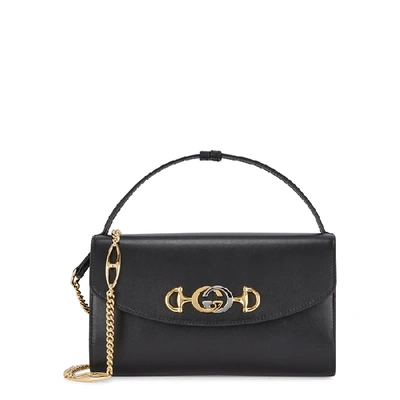Shop Gucci Zumi Small Leather Shoulder Bag In Black
