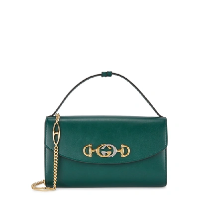 Shop Gucci Zumi Small Leather Shoulder Bag In Green