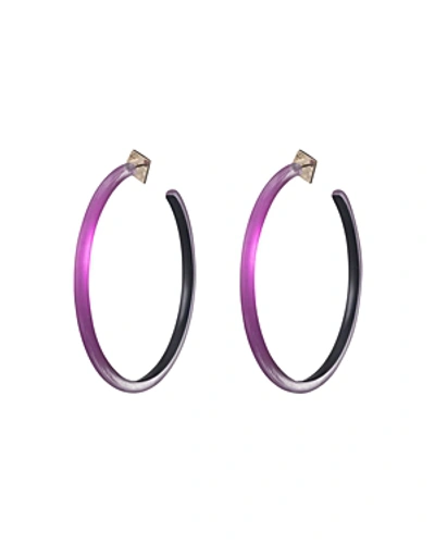 Shop Alexis Bittar Large Skinny Hoop Earrings In Fuchsia