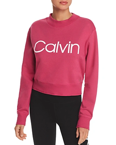 Shop Calvin Klein Logo French Terry Sweatshirt In Rose Punch