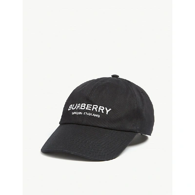 Shop Burberry Branded Cotton Snapback Cap In Black