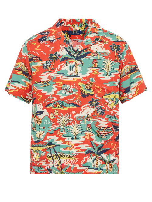 Polo Ralph Lauren Hawaiian-print Short-sleeved Shirt In Red | ModeSens