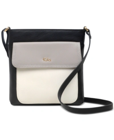 Shop Tula England Colorblocked Leather Crossbody In Black/gold