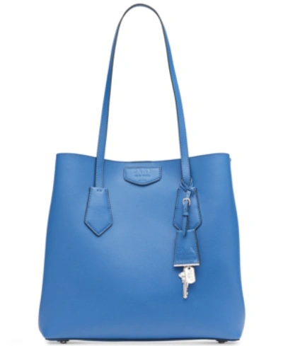 Shop Dkny Sullivan Leather Tote, Created For Macy's In Azure/arctic/silver