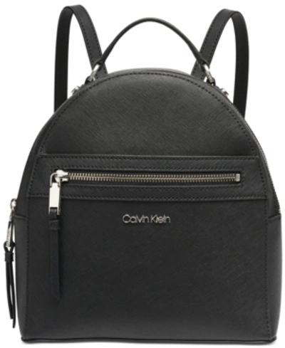 Shop Calvin Klein Mercy Leather Backpack In Black/silver