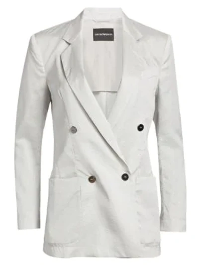 Shop Emporio Armani Double-breasted Jacket In Grey
