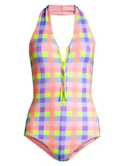 Shop Paper London Inagua Some Like It Neon One-piece Swimsuit In Neon Multi