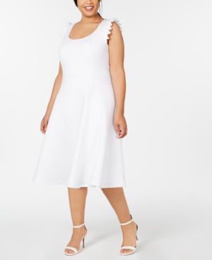calvin klein fit and flare dress white