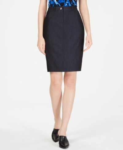 Shop Calvin Klein Denim Belt-looped Skirt In Indigo