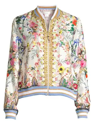 Camilla La Fleur Libertine Silk Bomber Jacket In Boheme Modesens