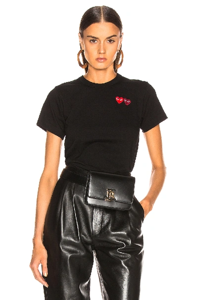 Shop Comme Des Garçons Play Logo Emblem Tee In Black