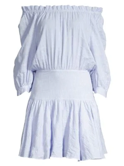 Shop Rebecca Taylor Striped Mini Dress In Blue Combo