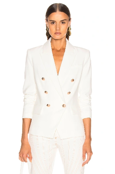 Shop L Agence Kenzie Double Breasted Blazer In Ivory