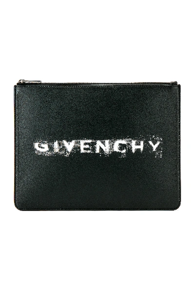 Shop Givenchy Fading Logo Large Pouch In Black In Black & White