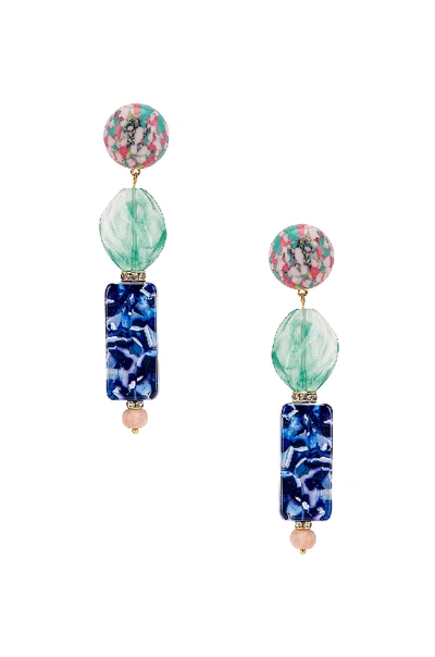 Shop Lele Sadoughi Stacked Stone Earrings In Blue In Ocean Blue