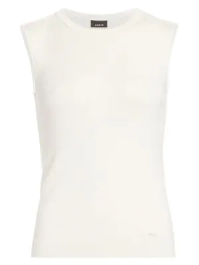 Shop Akris Stretch Silk Knit Shell Top In Crisp White