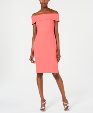 calvin klein pink off the shoulder dress