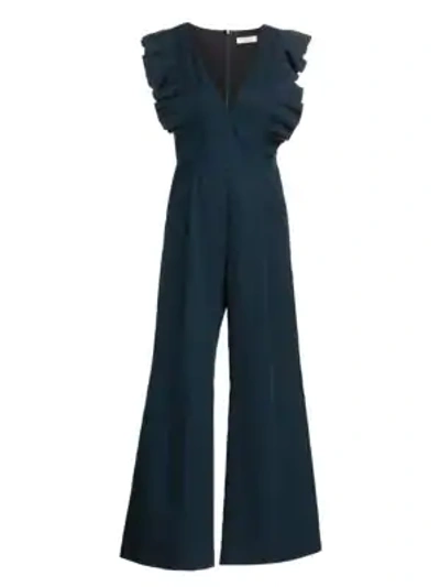 Shop Sea Stevie Ruffled Sleeve Wide-leg Crop Jumpsuit In Ink