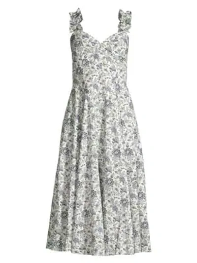 Shop Rebecca Taylor Provencal Floral Cotton Dress In Pearl Combo