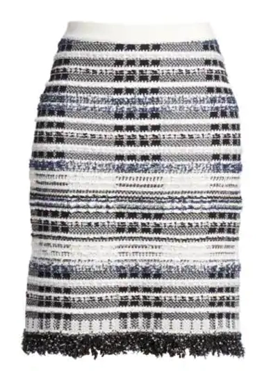 Shop Thom Browne Seasonal Knit Tweed Skirt In Navy