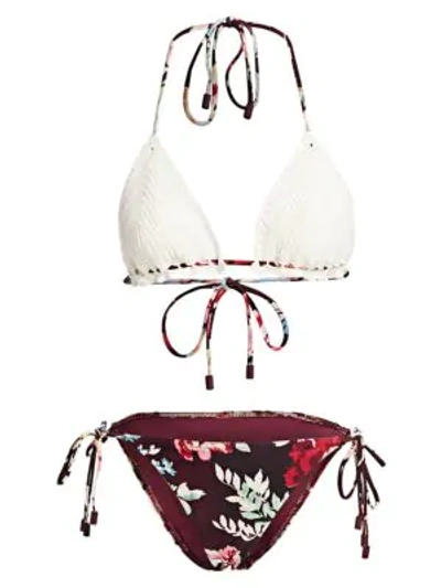 Shop Zimmermann Allia Crochet & Floral 2-piece Bikini Set In Mismatched