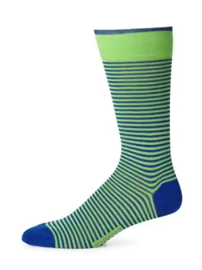 Shop Marcoliani Men's Palio Striped Socks In Green Navy