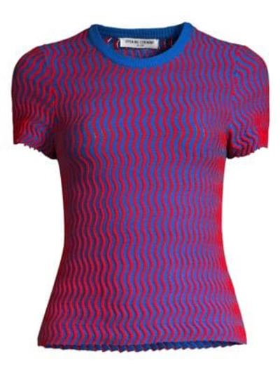 Shop Opening Ceremony Squiggle Knit Top In Cobalt Red