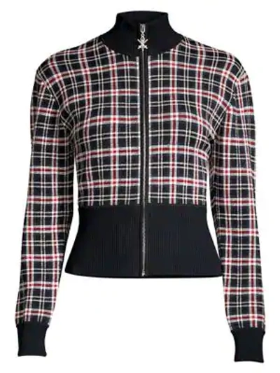 Shop Opening Ceremony Plaid Knit Track Jacket In Collegiate Navy Multi