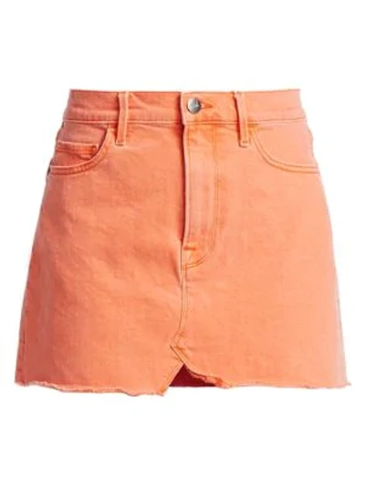 Shop Frame Split Front Denim Mini Skirt In Orange Crush