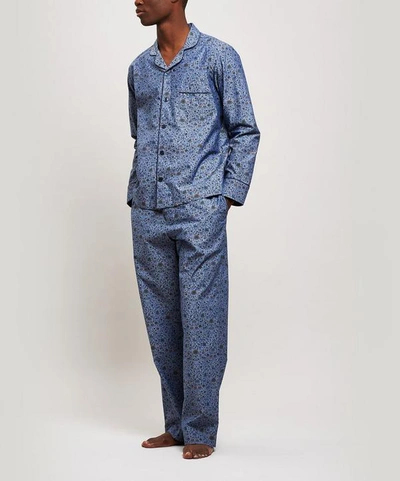 Shop Liberty London Mens Imran Chambray Cotton Long Pyjama Set In Blue