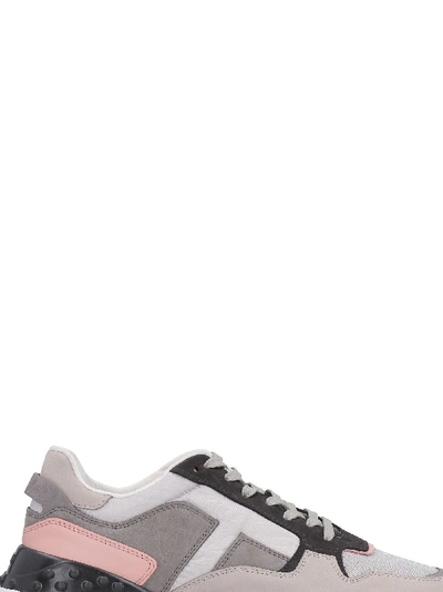 Shop Tod's Nubuck And Leather Sneakers In Grey