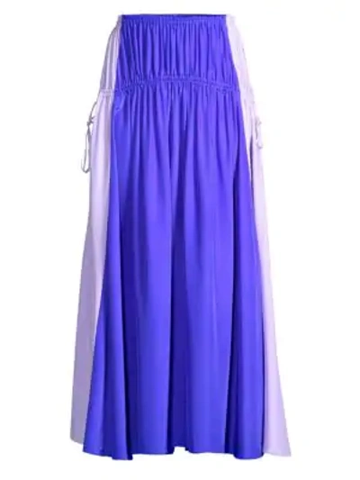 Shop Amur Side-tie Silk Midi Skirt In Blue Purple Lilac