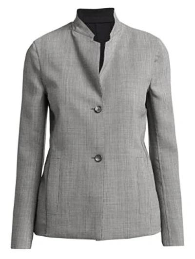 Shop Akris Adissa Wool-blend Jacket In Grey / Black