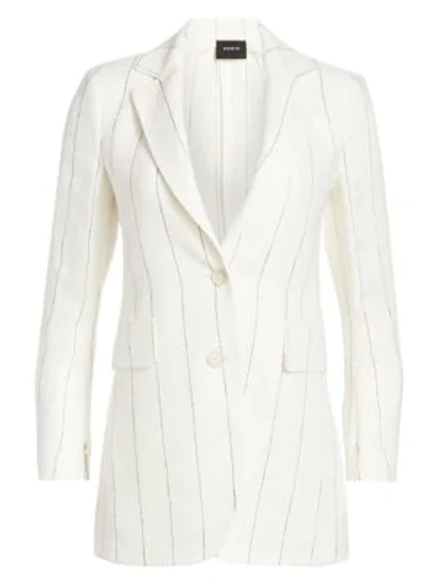 Shop Akris Abiqui Linen Pinstripe Jacket In Paper