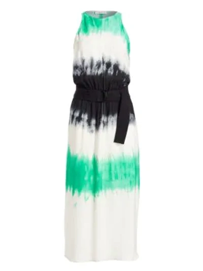 Shop A.l.c Tallulah Tie-dye Silk Maxi Dress In Green Black