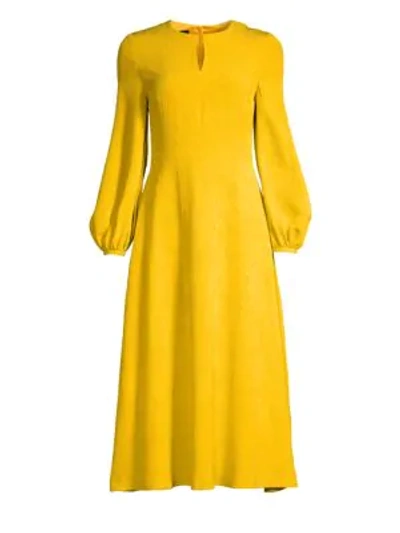 Shop Escada Dehla Silk Jacquard Midi Dress In Yellow Diamond