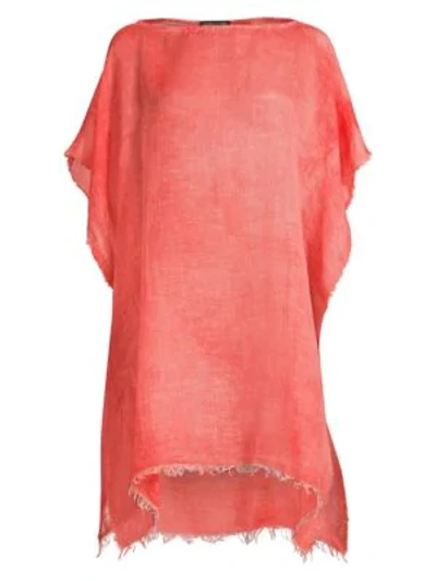 Shop Eileen Fisher Organic Linen Poncho In Red Lory