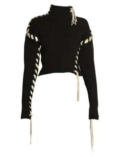 Shop Acne Studios Kerri Lace-up Wool Sweater In Black