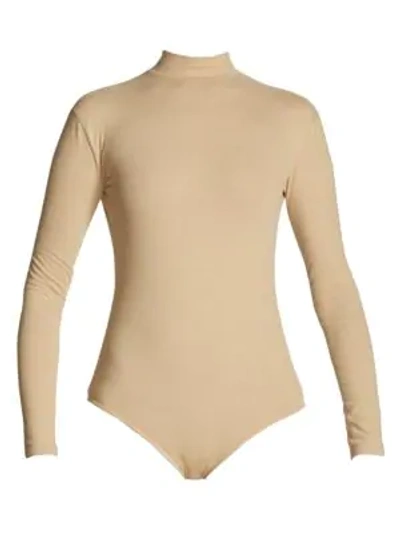 Shop Acne Studios Emargaret Mockneck Bodysuit In Warm Beige