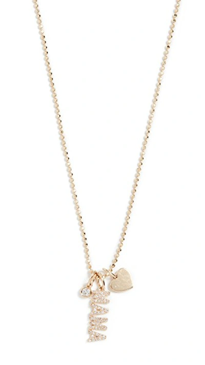 Shop Ef Collection 14k Diamond Mama Charm Necklace In Yellow Gold/diamond