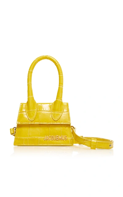 Shop Jacquemus Le Chiquito Leather Mini Bag In Yellow