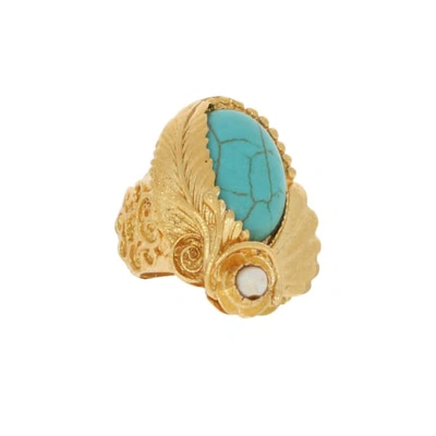 Ottoman Hands Tyrell Turquoise And Pearl Rose Cocktail Ring | ModeSens