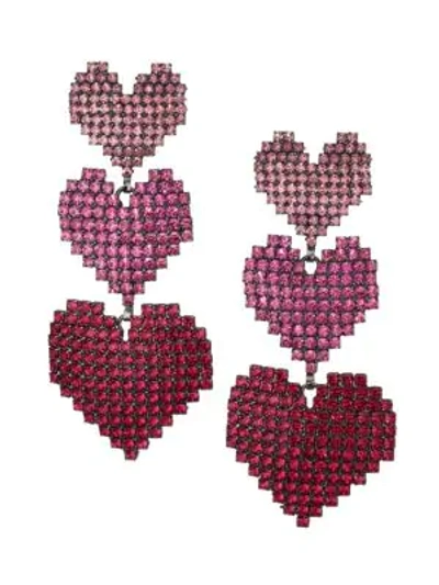 Shop Elizabeth Cole Valentina Heart Ombré Earrings In Pink