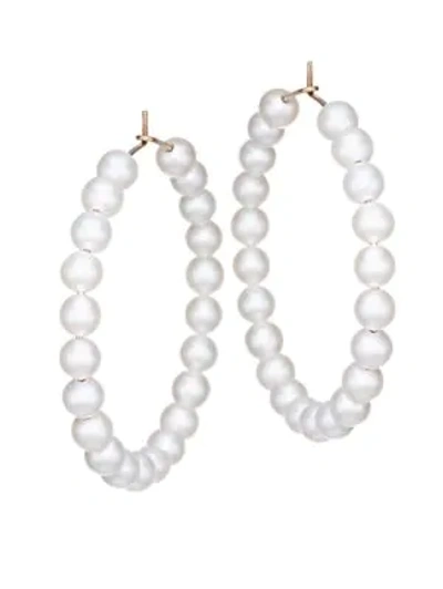 Shop Ginette Ny Maria 18k Rose Gold & 6mm White Pearl Beaded Hoop Earrings