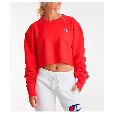 Champion Crop Reverse Weave Sweatshirt In Red | ModeSens