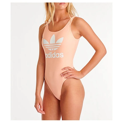 Shop Adidas Originals Adidas Women's Originals Trefoil Swimsuit In Pink Size Small Polyester