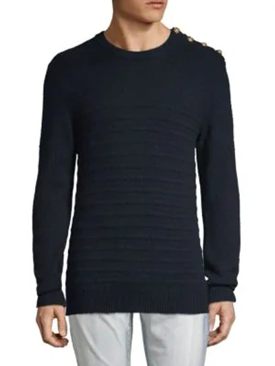 Shop Balmain Textured Cashmere Sweater In Navy