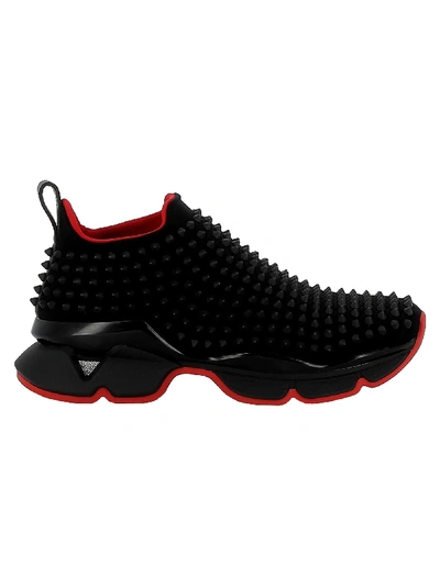 Shop Christian Louboutin Black Neoprene Sneakers