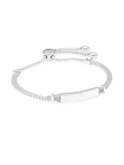 Shop Monica Vinader Baja Deco Diamond & Sterling Silver Id Slider Bracelet